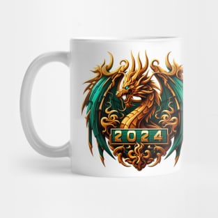 Wooden Gold Green Dragon 2024 Mug